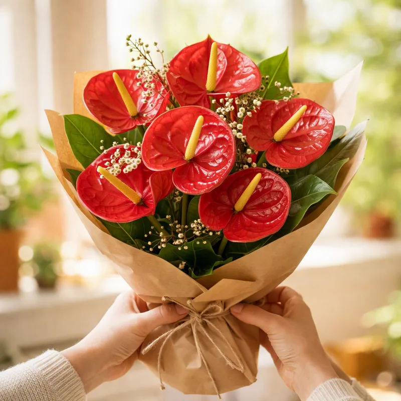 Anthurium (flamingoblomst) – rød – bilde 3