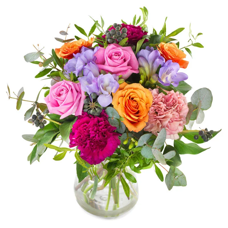 Vårbukett med fargerike blomster - send blomster på nett